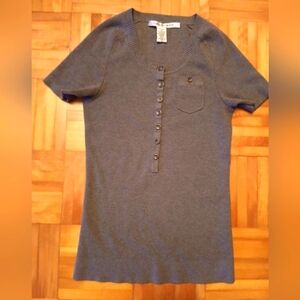 Diane Von Furstenberg Gray Knit Top.Size S